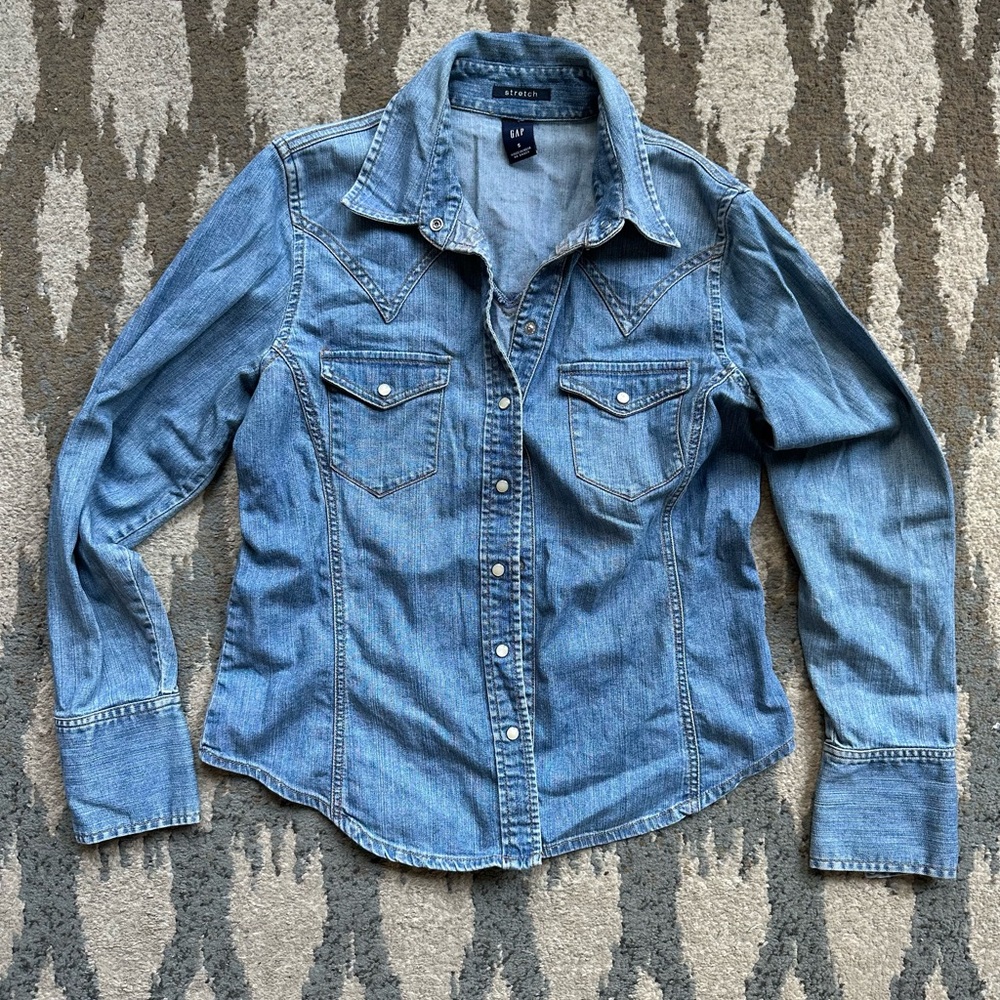 Gap Stretch Denim Fitted Western Shirt
